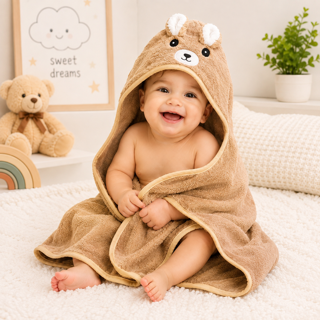 Baby Hooded Bath Towel – Brown Bunny