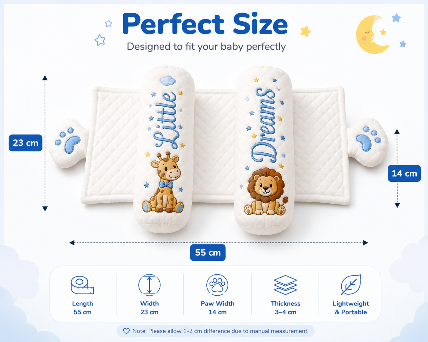 Baby Slider Pillow – Giraffe & Lion Print