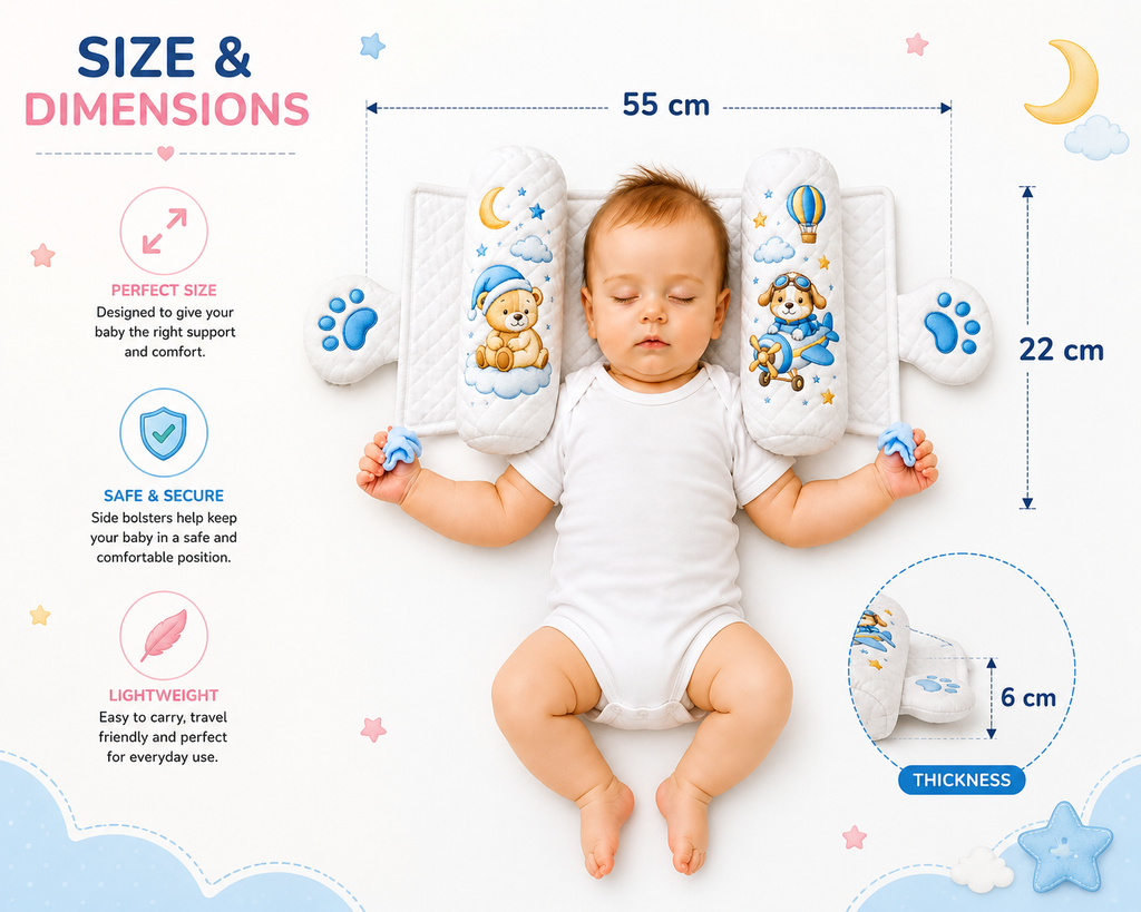 Baby Slider Pillow – Cute Bear & Airplane Print
