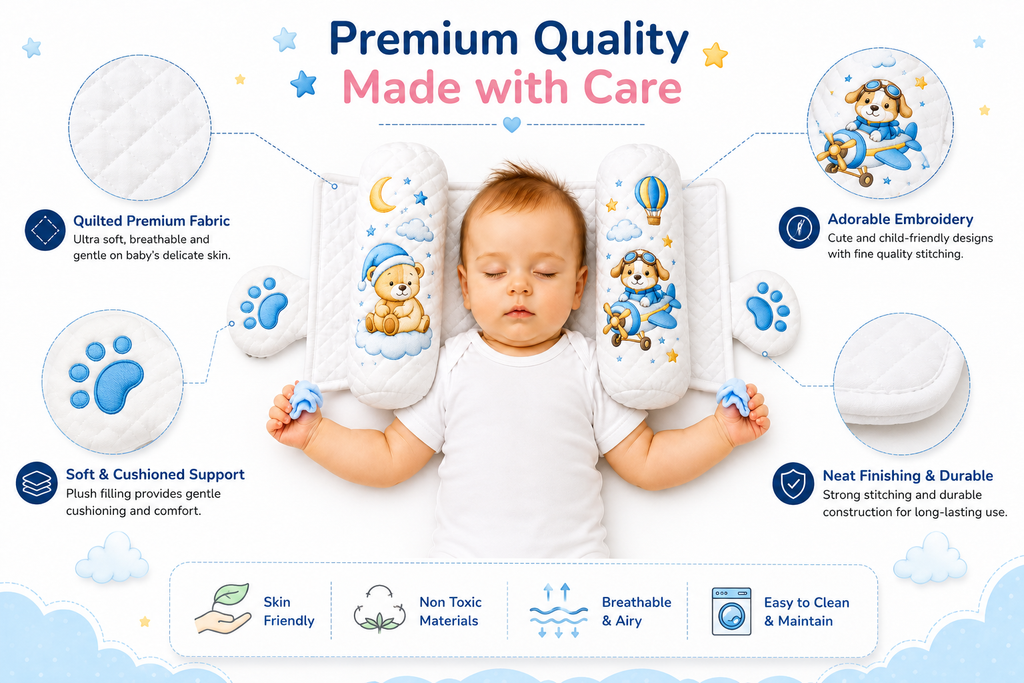 Baby Slider Pillow – Cute Bear & Airplane Print
