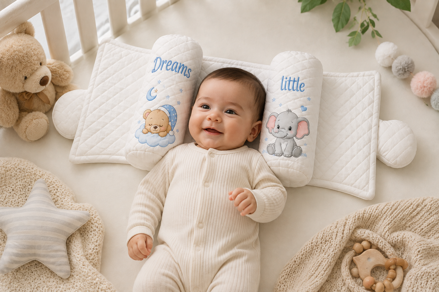 Baby Slider Pillow – Soft Quilted Support Pillow for Newborns