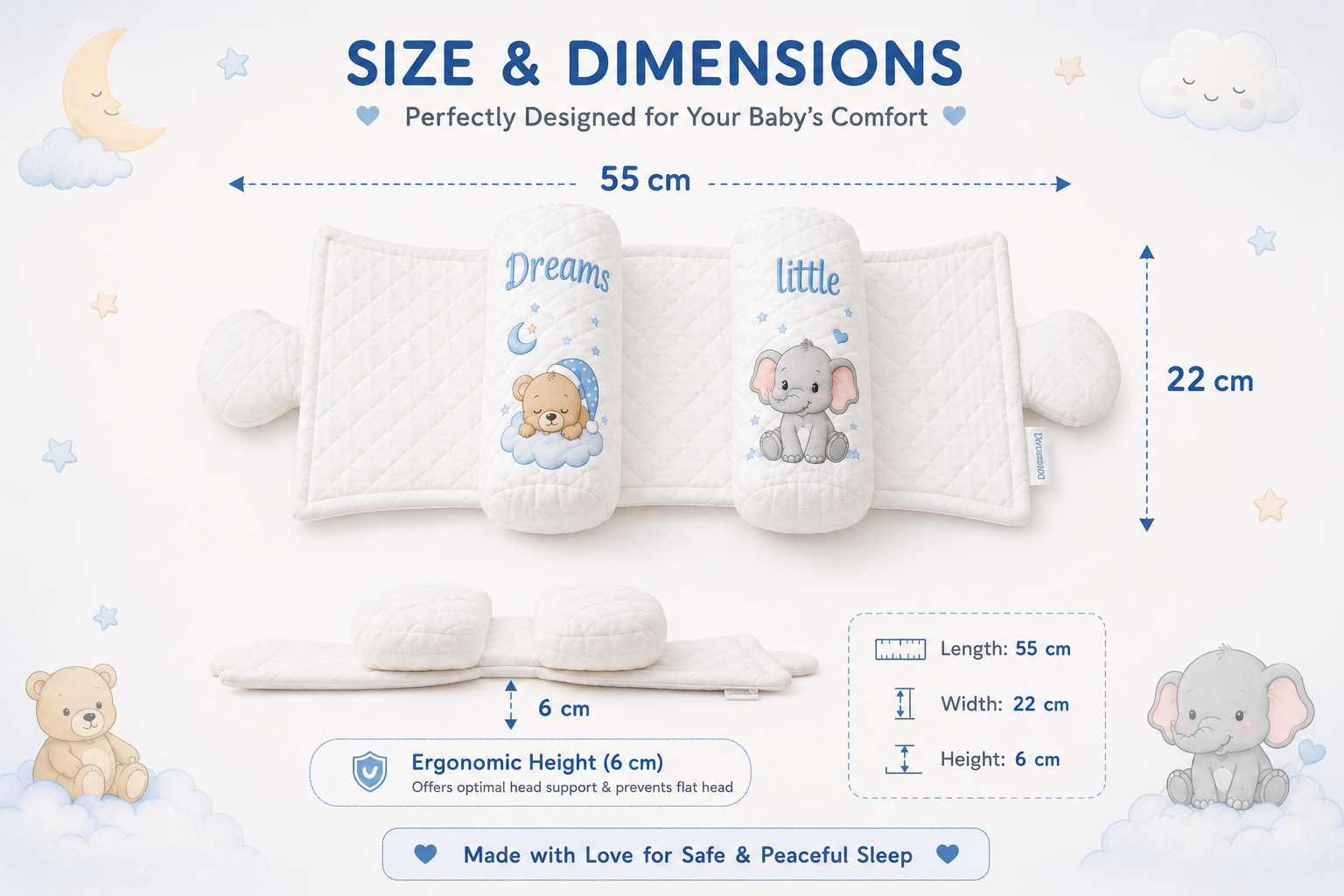 Baby Slider Pillow – Soft Quilted Support Pillow for Newborns