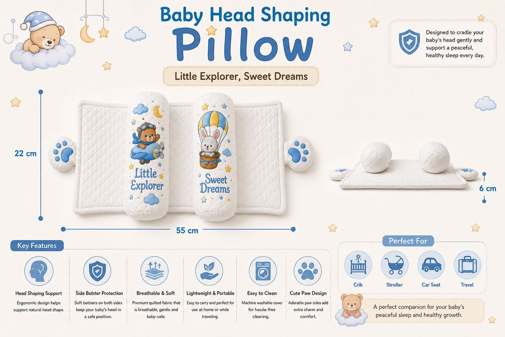 Baby white slider Pillow – Little Explorer & Sweet Dreams