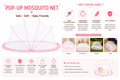 Mummakart Baby Mosquito Net | Pop-Up Mosquito Net for Newborns & Infants | Soft Breathable Mesh Baby Bed Net | Foldable & Portable Insect Protection Net | Pink