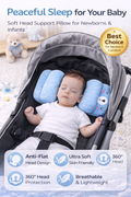 Mummakart Blue Baby Head Support Pillow | Cute Cartoon Baby Pillow for Newborns & Infants | Soft Cushioned Side Support Pillow | Comfortable Head Positioning Cushion | Lightweight & Portable