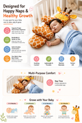 Mummakart Giraffe Baby Lounger Pillow | Soft & Comfortable Baby Support Cushion | Ergonomic Design for Newborns & Infants | Plush Giraffe Shape | Lightweight & Washable