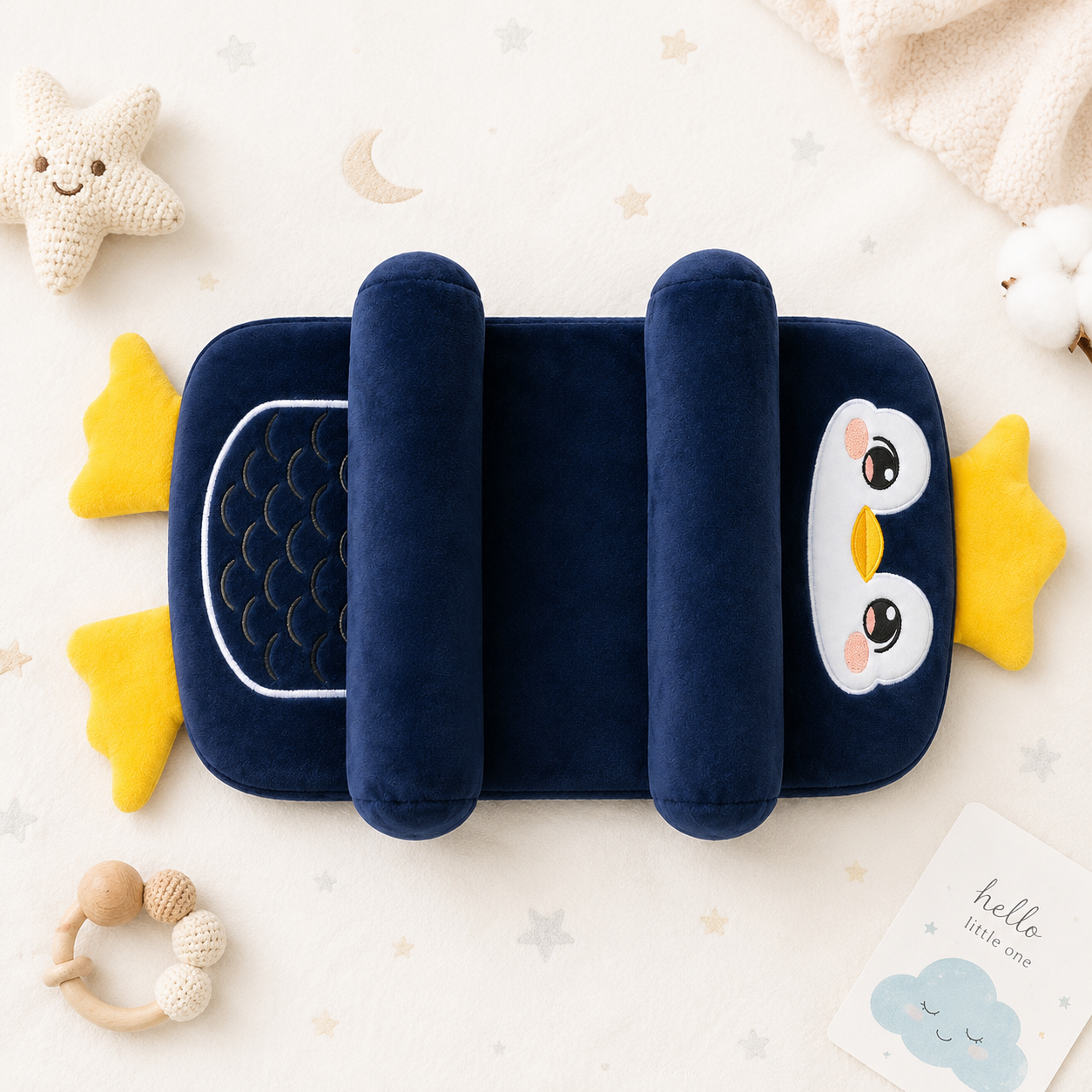 Mummakart Baby Head Support Slider Pillow for Newborns (0–6 Months) | Soft Baby Head & Neck Support Pillow| Navy Blue