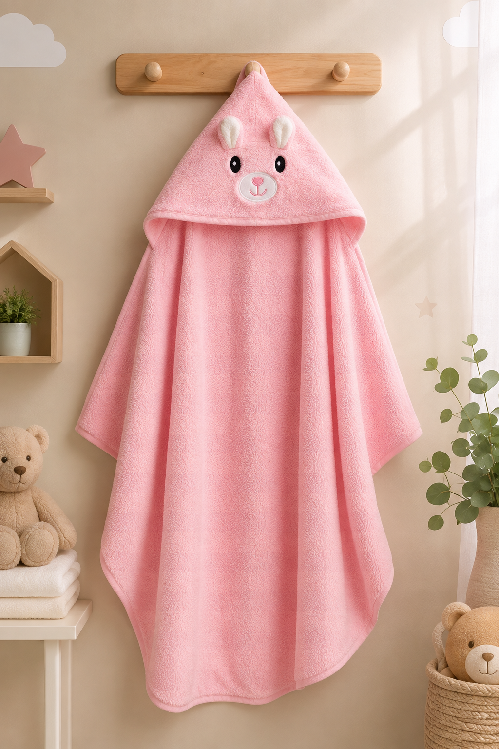 Baby Hooded Bath Towel – Pink Bunny