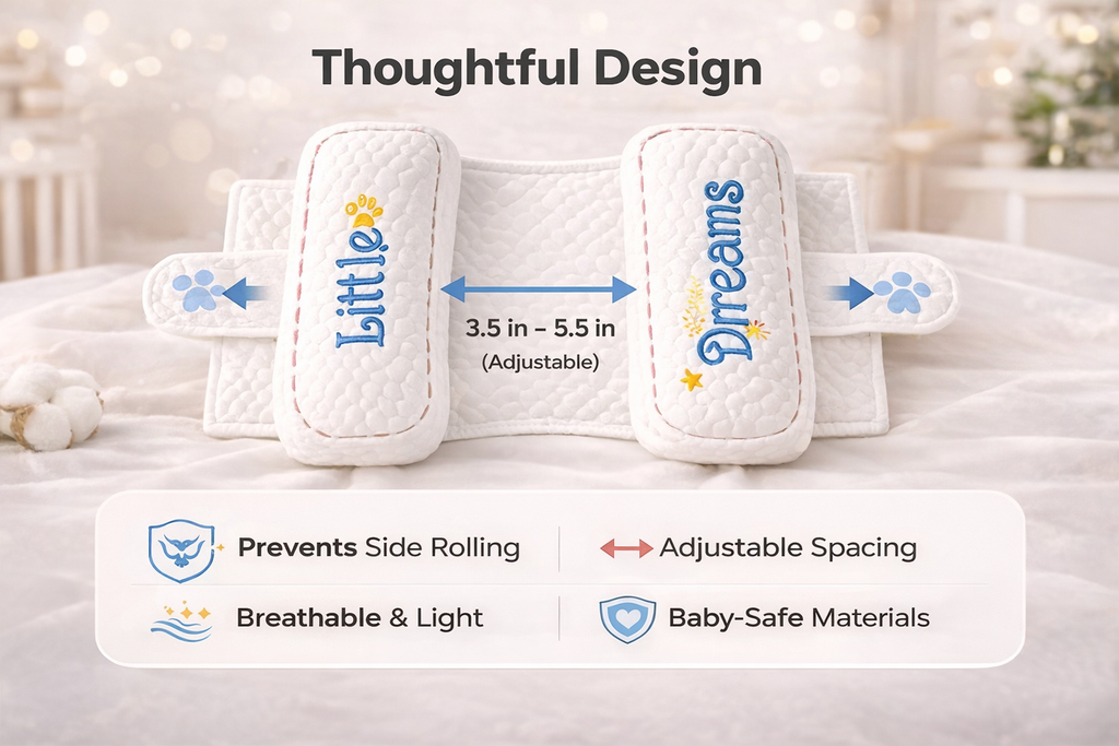 Mummakart White Baby Slider Pillow | Adjustable Head Support Pillow for Newborns & Infants | Soft Baby Head Positioning Cushion | Comfortable & Lightweight Baby Pillow