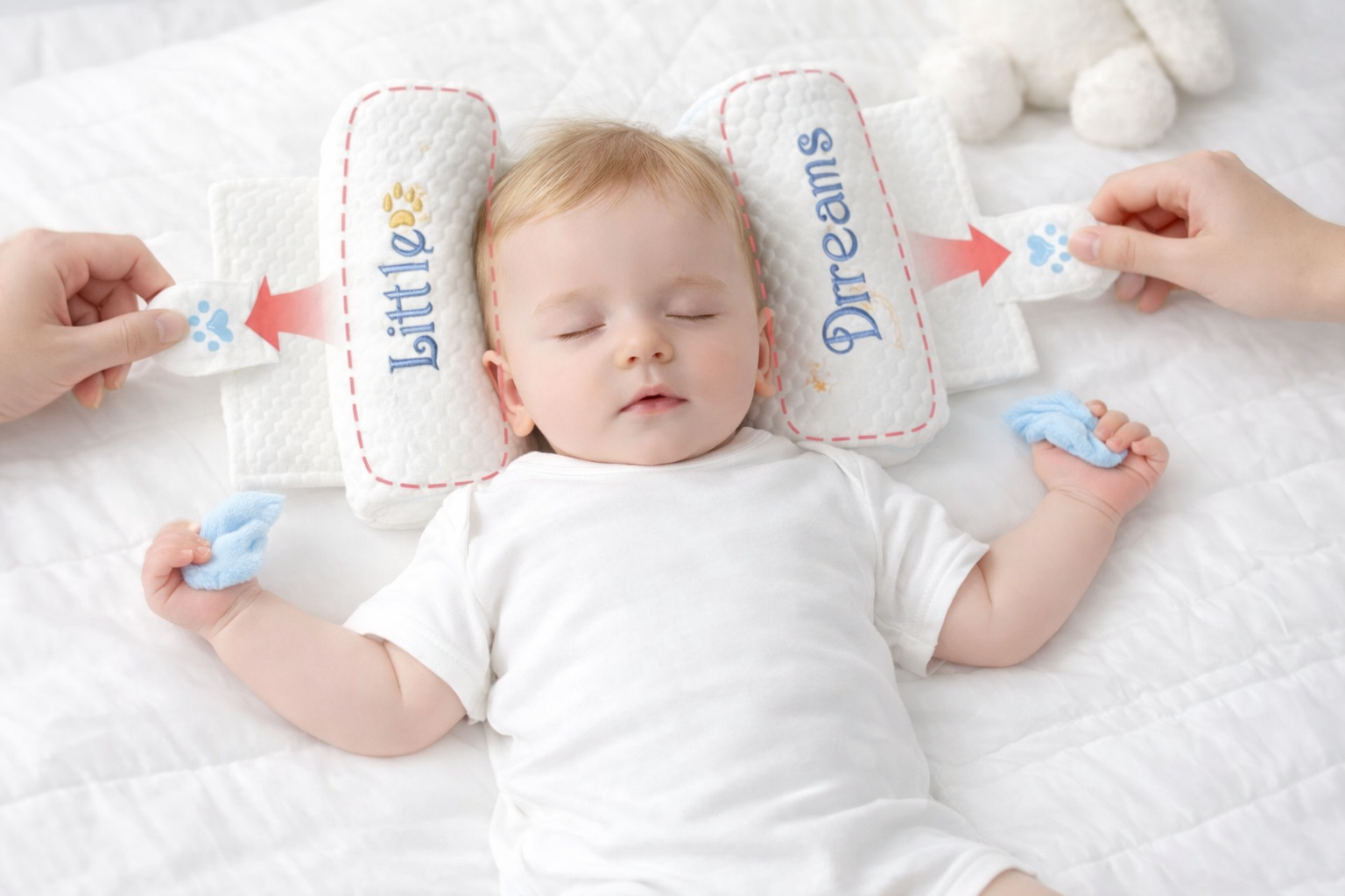Mummakart White Baby Slider Pillow | Adjustable Head Support Pillow for Newborns & Infants | Soft Baby Head Positioning Cushion | Comfortable & Lightweight Baby Pillow