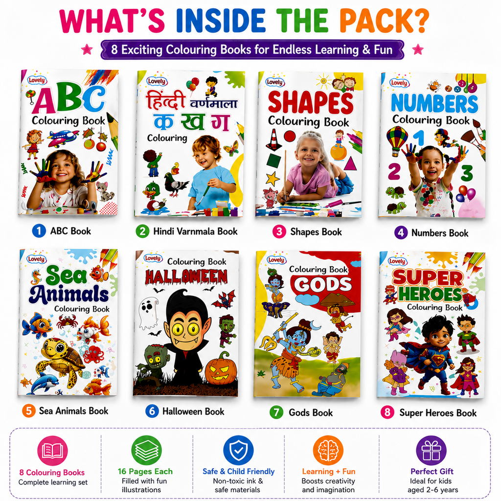 Kids Colouring Book Set – 8-in-1