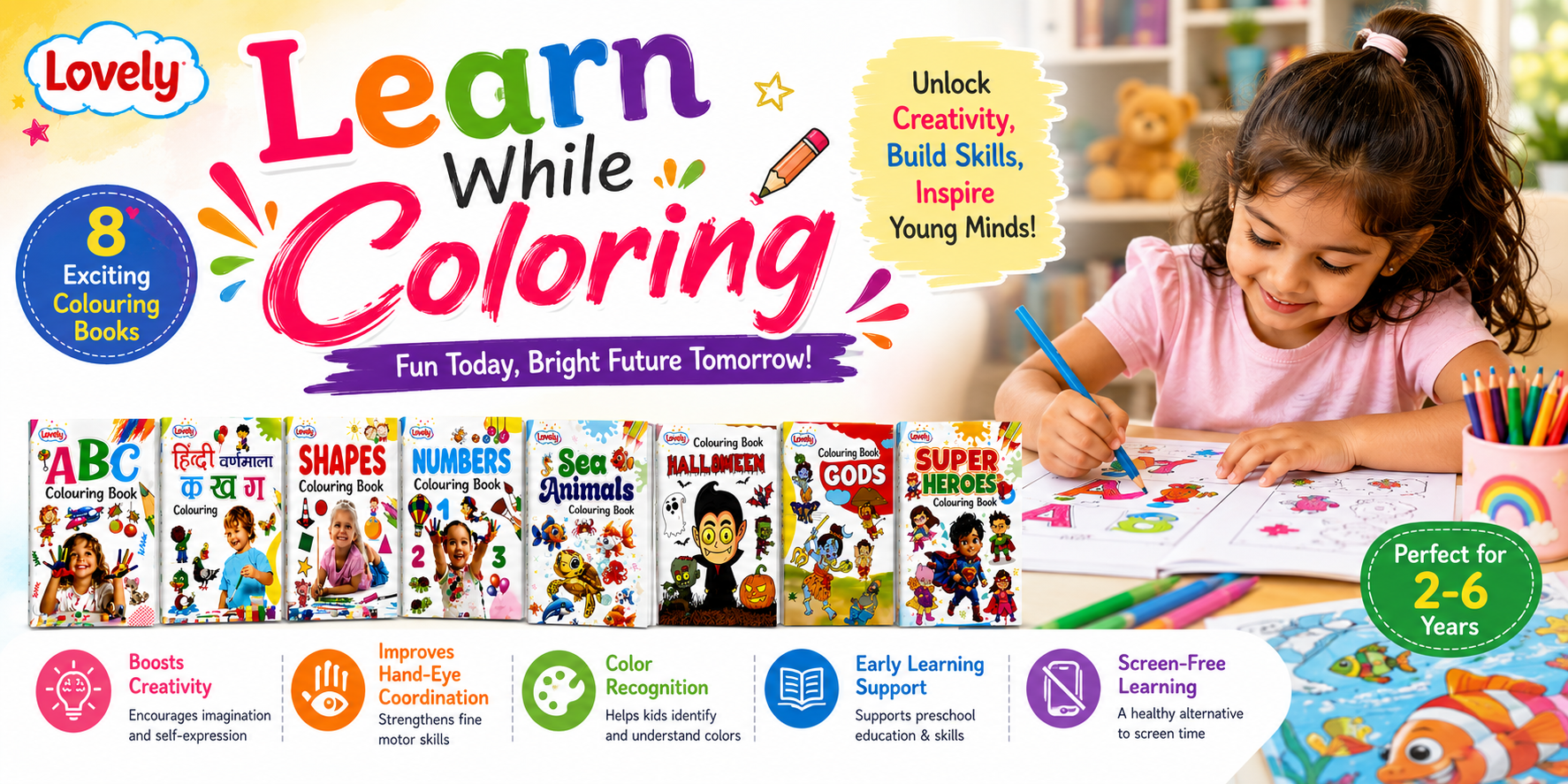 Kids Colouring Book Set – 8-in-1