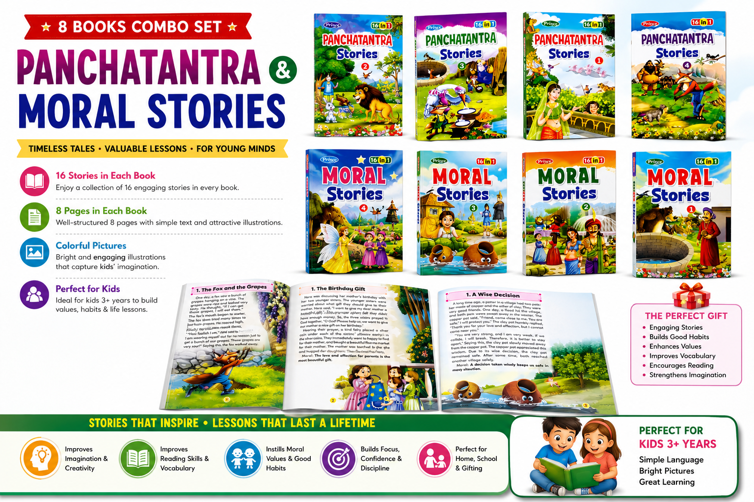 Panchatantra & Moral Stories – 8 Book Set