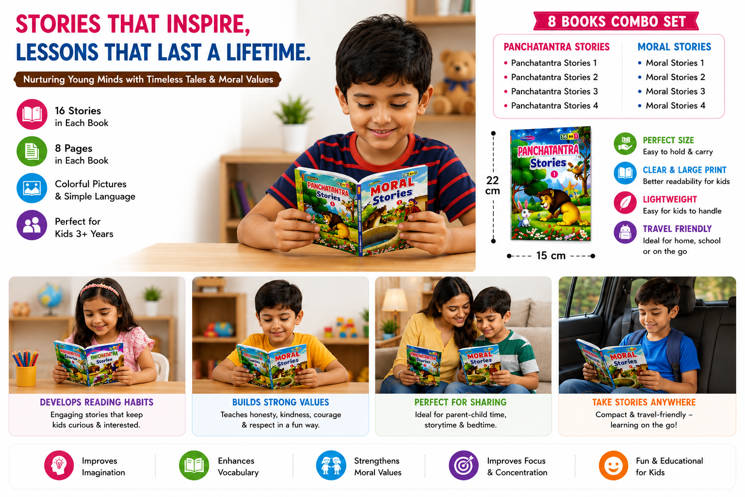 Panchatantra & Moral Stories – 8 Book Set