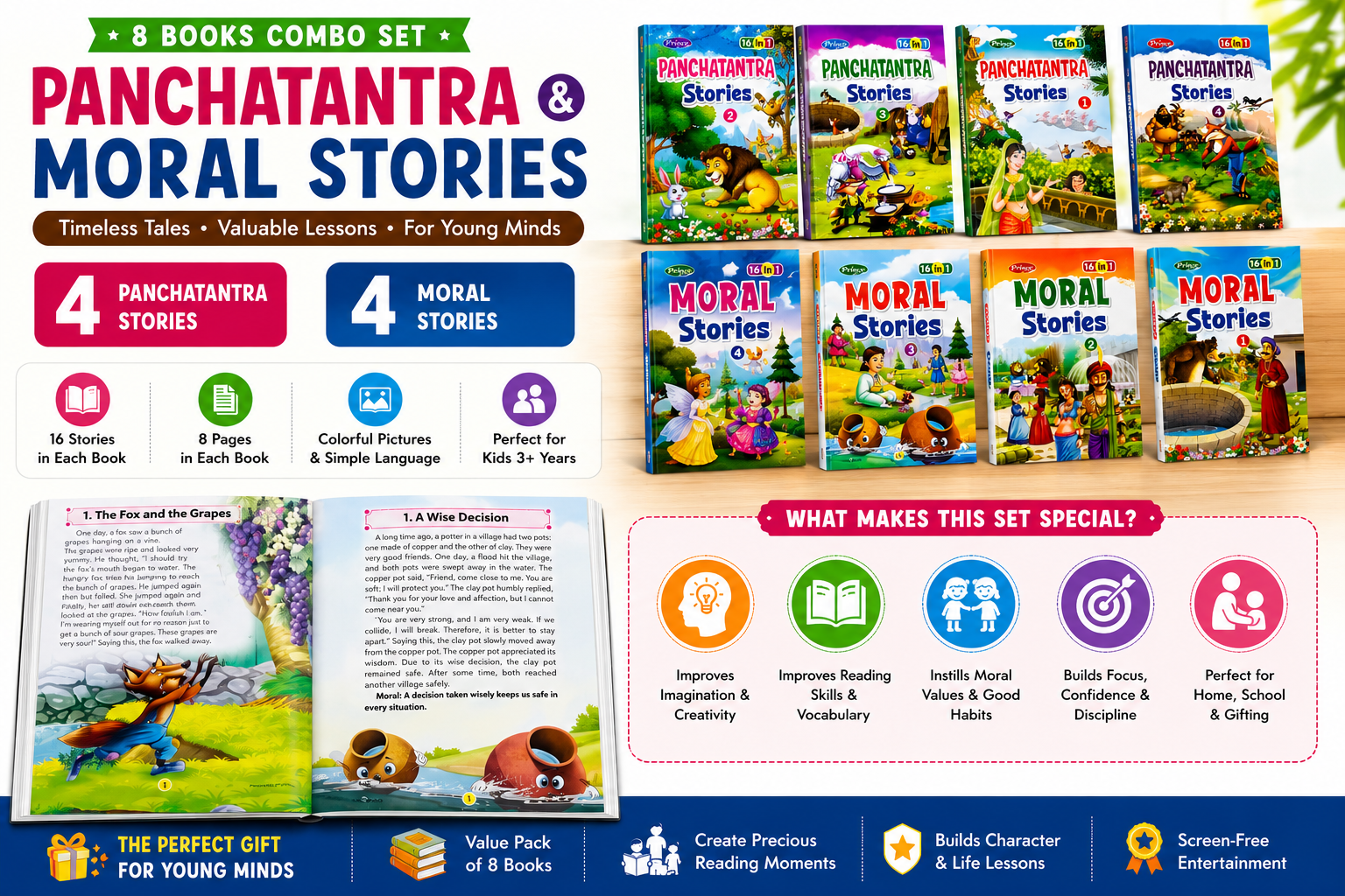 Panchatantra & Moral Stories – 8 Book Set