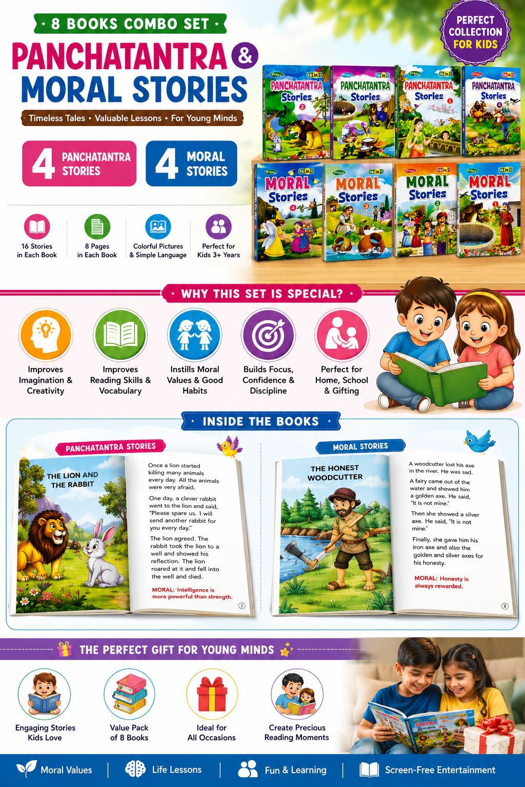 Panchatantra & Moral Stories – 8 Book Set