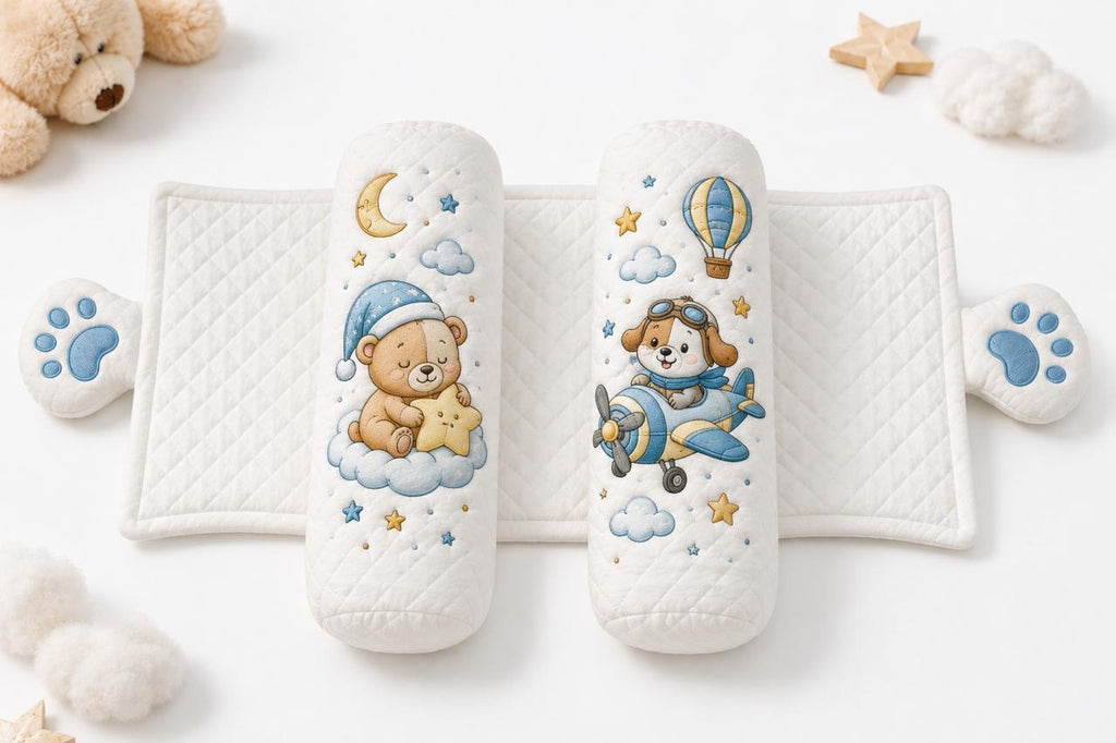 Baby Slider Pillow – Cute Bear & Airplane Print
