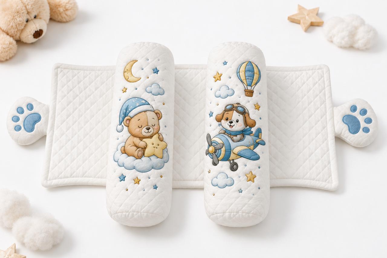 Baby Slider Pillow – Cute Bear & Airplane Print